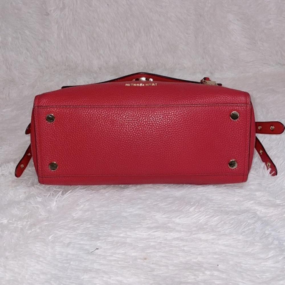 Michael Kors MK Bristol Studded Leather Satchel Crossbody Purse Shoulder Bag Red - Picture 11 of 17